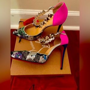 NWB Christian Louboutin Planet Chic 100 Paill Splash